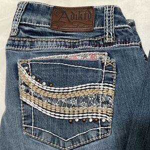 Adiktd Jeans Womens 8 30 Blue Bootcut Embellished Pockets Thick Stitch W30x31.5